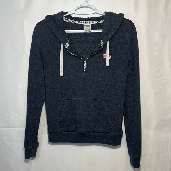 Pink by Victoria Secret Half Zip Hoodie Size XS Grey - Picture 1 of 3